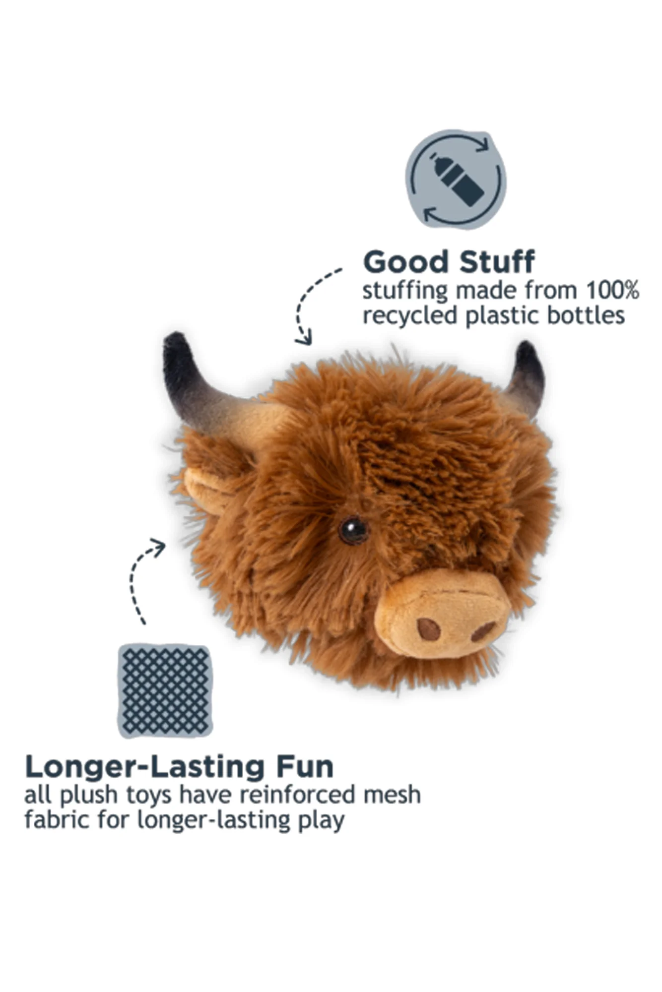 Tall Tails Highland Cow Head 2-in-1 Dog Toy - Image 3