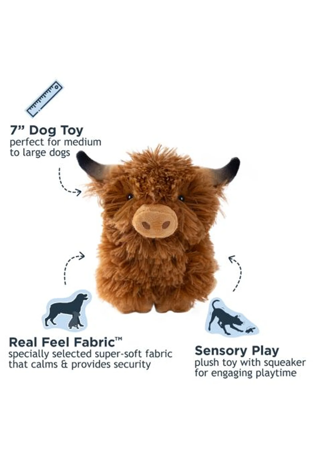 Tall Tails Highland Cow Squeaker Plush Dog Toy - Image 2