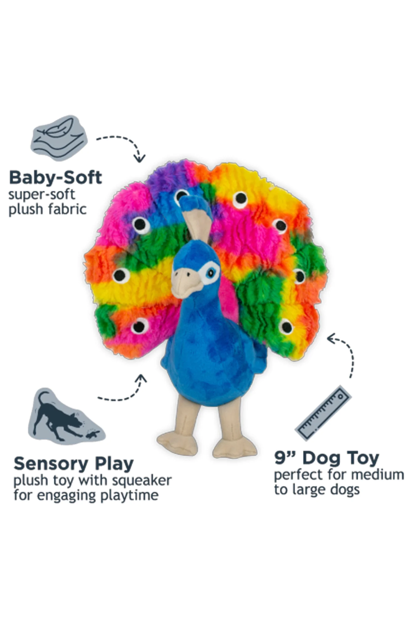 Tall Tails Peacock Squeaker Plush Dog Toy - Image 2