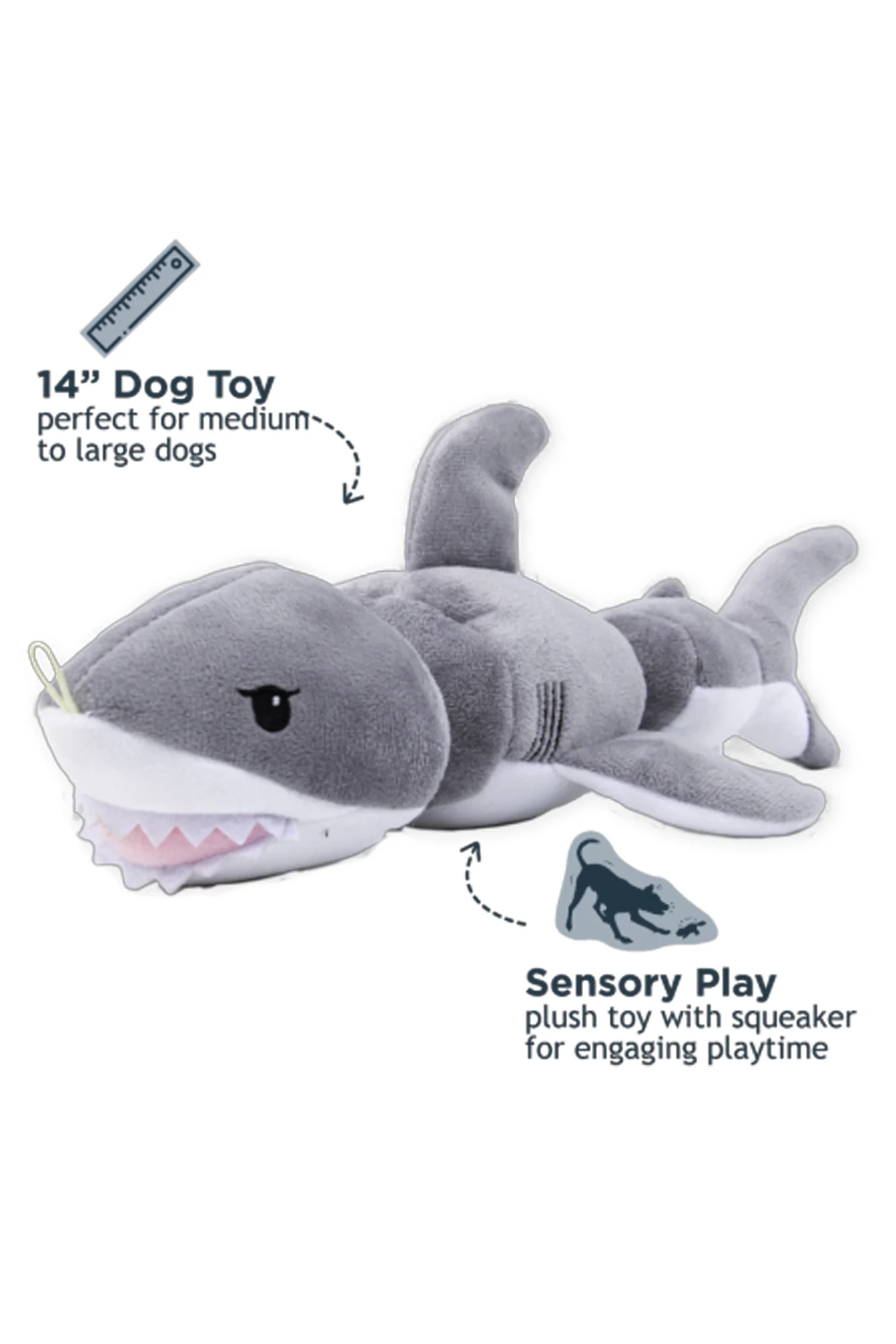 Tall Tails Shark Jointed Plush Dog Toy - Image 2