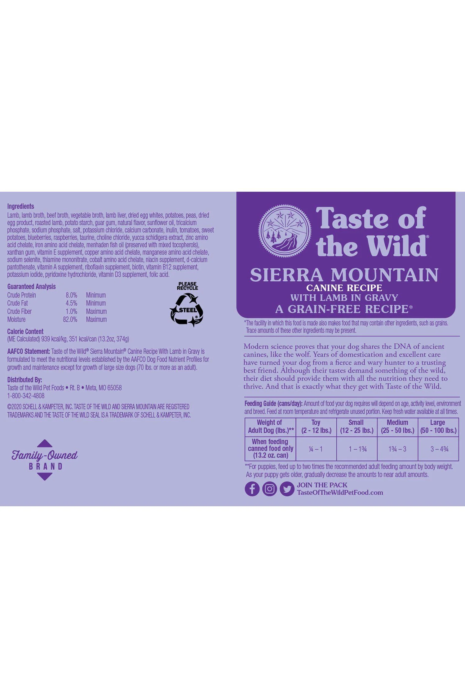 Taste of the Wild Sierra Mountain Wet Dog Food - Image 2