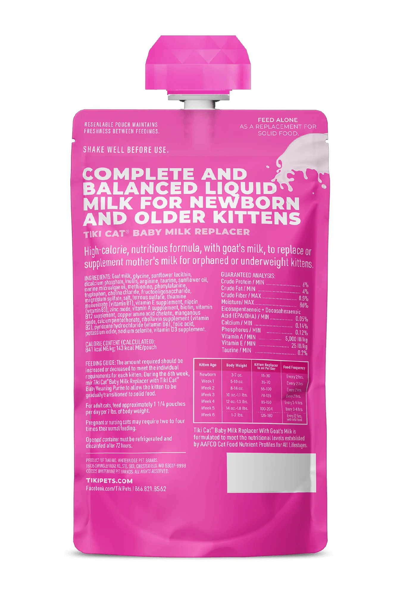 Tiki Cat Baby Milk Replacer Goat Milk Cat Food Pouch - Image 2