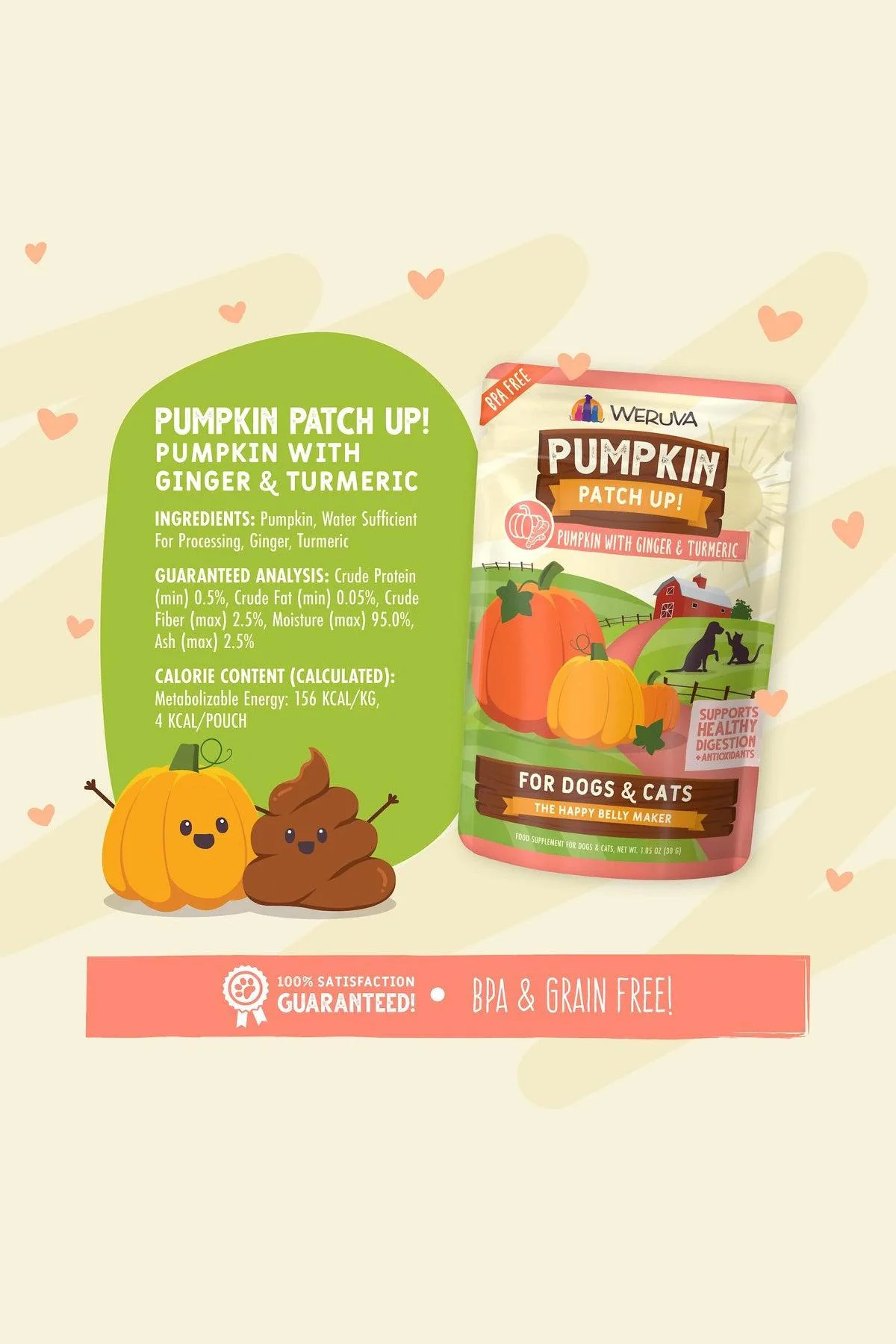 Weruva Pumpkin Patch Up! Ginger and Turmeric Puree Pouch Cat Supplement - Image 3