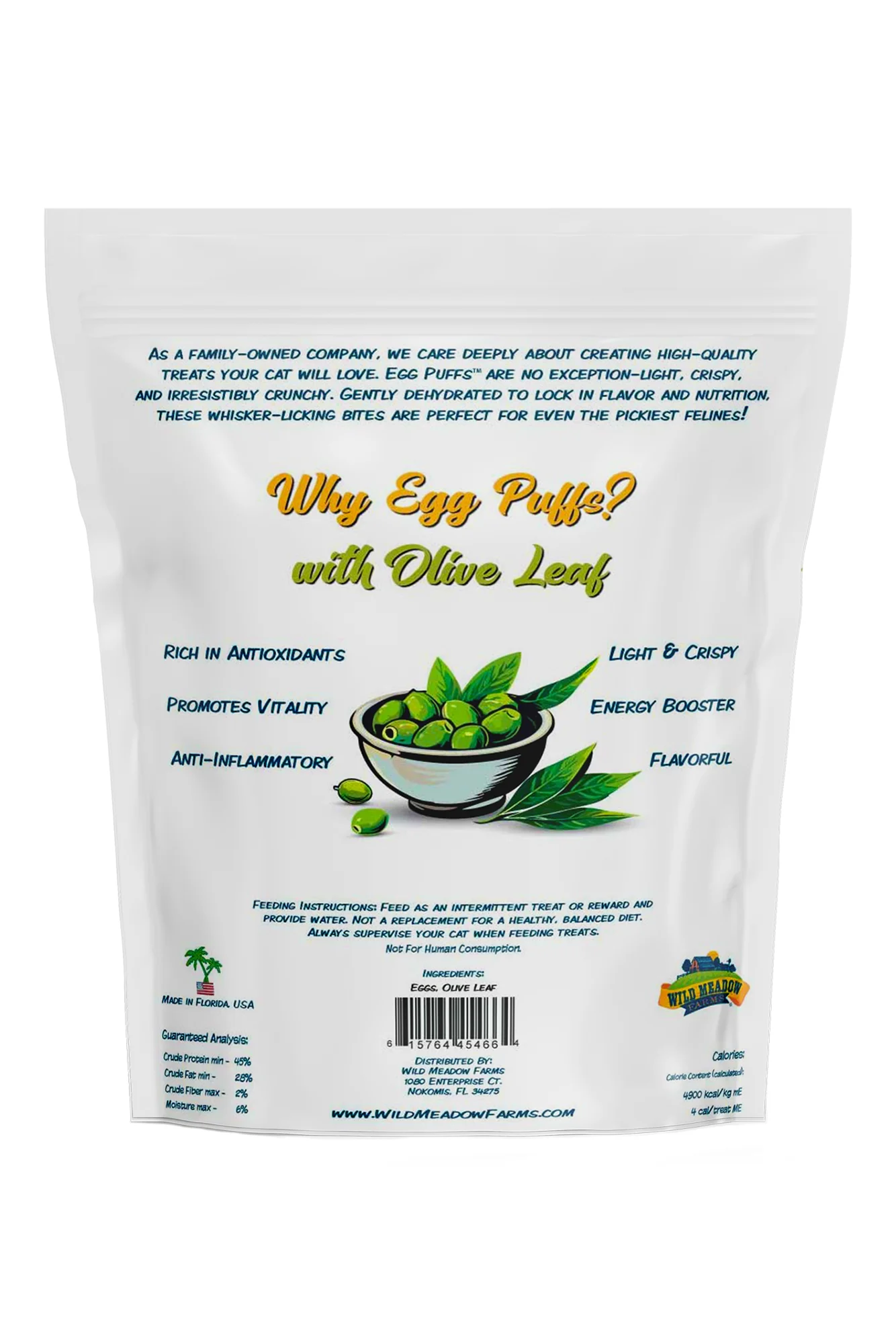 Wild Meadow Farms Olive Leaf Egg Puffs Cat Treats - Image 2