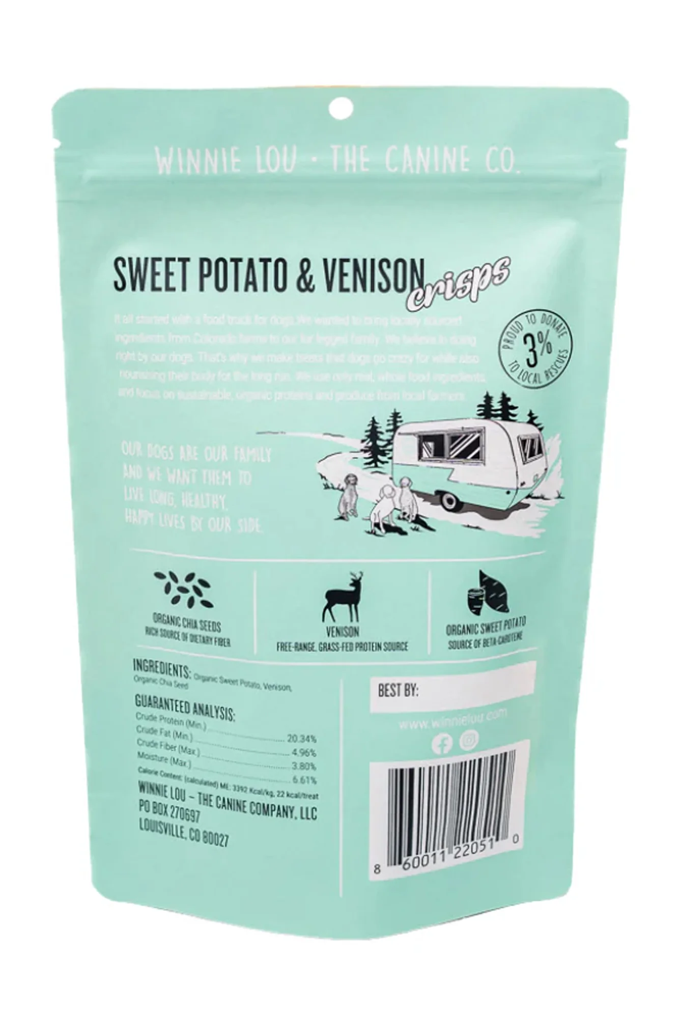 Winnie Lou Sweet Potato and Venison Crisps Dog Treats - Image 2