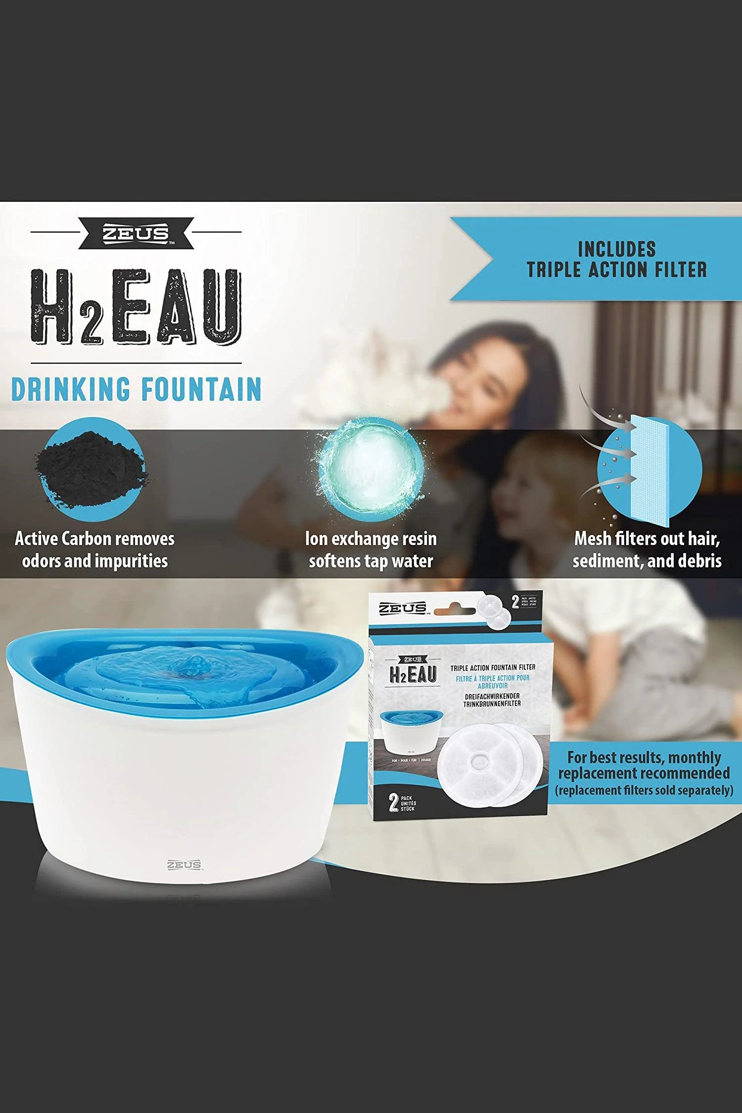 Zeus H2EAU Fresh & Clear Fountain for Dogs - Image 4